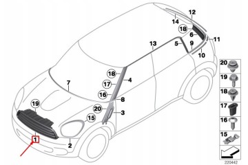 Rejilla Frontal MINI COUNTRYMAN R60 51139812889 Original