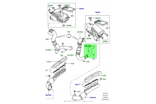 New ORIGINAL RANGE ROVER SPORT 4 4 TDV8 LR036467 air filter pipe Catalog number of the original CPLA9C619C CPLA 9C619 C CPLA9C61