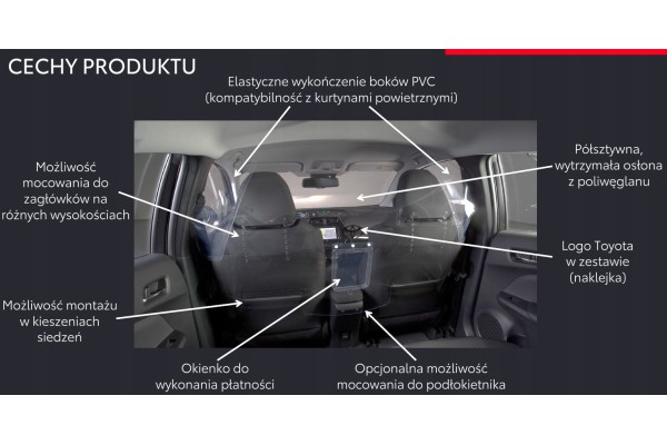 PROTECTIVE COMPARTMENT FOR THE CARRIAGE OF PASSENGERS TAXI RAV4 5GEN POLYCARBONATE TOYOTA OE Catalog number of the part PW710 47