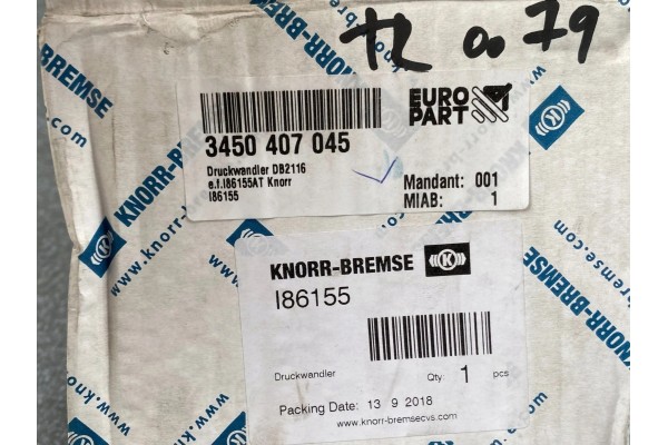Prevodnik tlaku Modell DB2116 Knorr Bremse I86155 Quality of parts according to GVO Q original with factory logo OEM OES