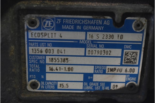 Caja de cambios DAF XF 105 106 16 S 2330 TD 2012