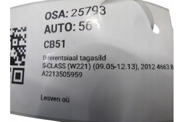 Diferencial trasero Mercedes Clase S W221 2005-2013 A2213505959 A22135