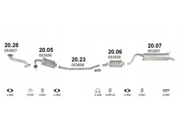 Silencers pipe Polonez Caro Atu capacity1 5 1 6 set Catalog number of the part 20 05 20 06 20 11 20