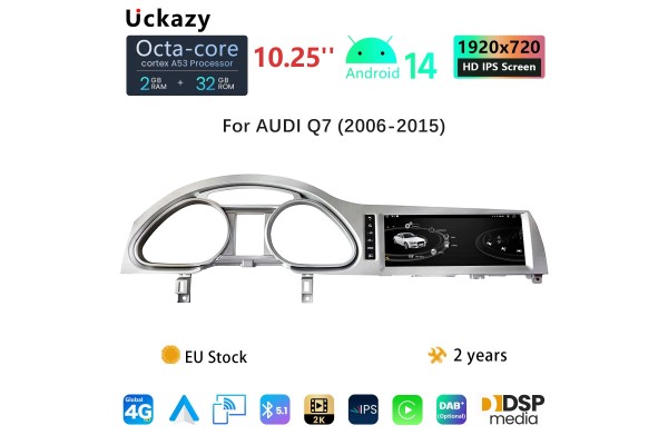 10 25 Android Radio Multiemdia for Audi Q7 2005 2009 MMI 2G Carplay Screen