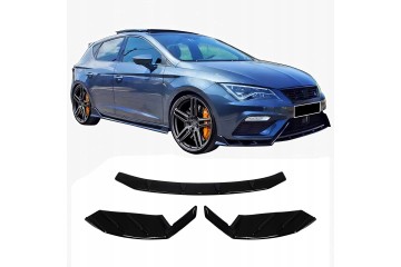 For SEAT Leon MK3 FL 2017 Front Lip Race Cup V1 Lenz Design Gloss Black