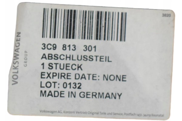 VW PASSAT B6 B 6 KOMBI Rear belt wall 3C9813301 FV Car type passenger cars