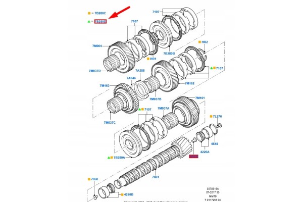 Sincronizador de 1ª y 2ª marcha FORD FOCUS MK3 C346 2201374 ORIGINAL