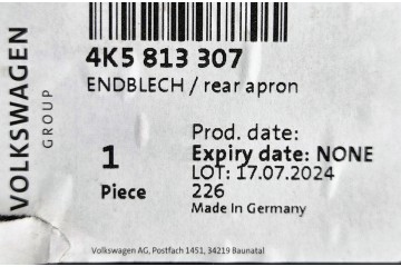 AUDI A6 C8 SEDAN REAR BODY BELT REAR WALL REINFORCEMENT OE 4K5813307 Catalog number of the original 4K5813307 4K5 813 307