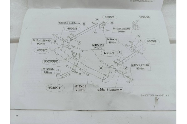 Enganche de remolque BRINK OE para Toyota Proace I (2013-), Peugeot Ex