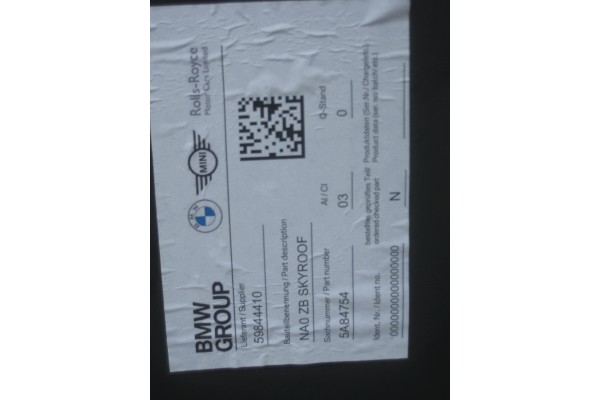 BMW i3 50 NA0 NAO 26-27r Cristal de techo panorámico