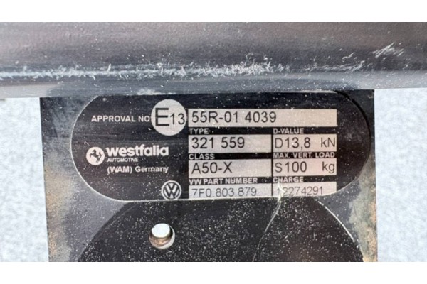 Enganche de remolque fijo para VW T6 Transporter - OEM 7F0803879