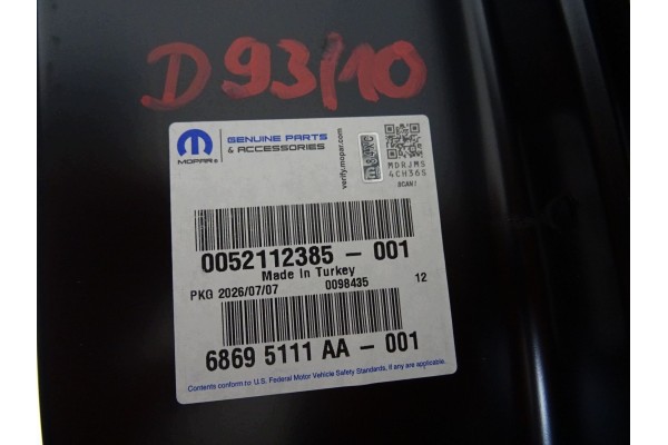 Puerta trasera derecha del ala para FIAT DOBLO / OPEL COMBO II - Nueva