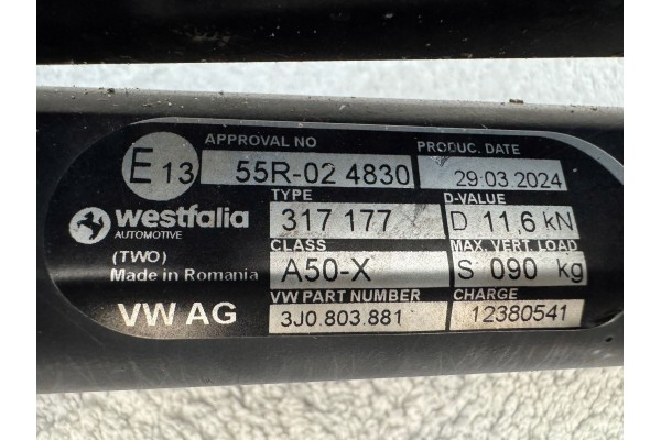 Trailer hitch kit towbar Volkswagen PASSAT B9 3J0803881 Quality of parts according to GVO O original with manufacturer s logo OE