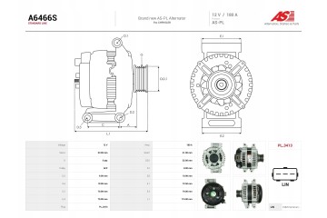 New Alternator A6466S Alternator charging current 180 A
