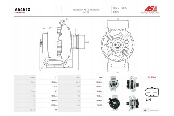 New Alternator A6451S Alternator charging current 150 A