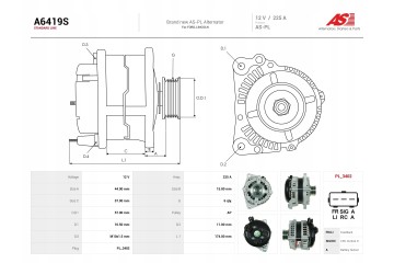 New Alternator A6419S Alternator charging current 225 A
