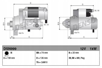 DENSO DSN999 STARTER 12V 1KW OE Car type passenger cars