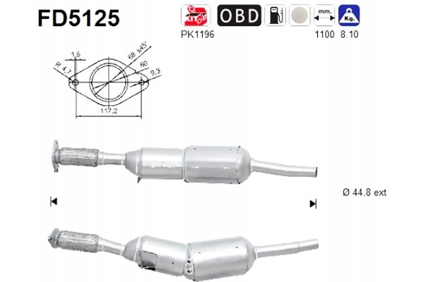 FD5125 PARTICULATE FILTER DPF RENAULT CLIO III 1 5DCI EURO 5