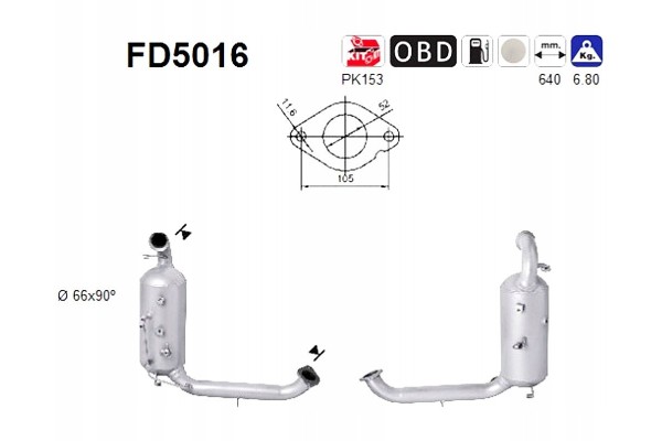 FD5016 PARTICULATE FILTER DPF CAT FORD 1 6TDCI EURO 4