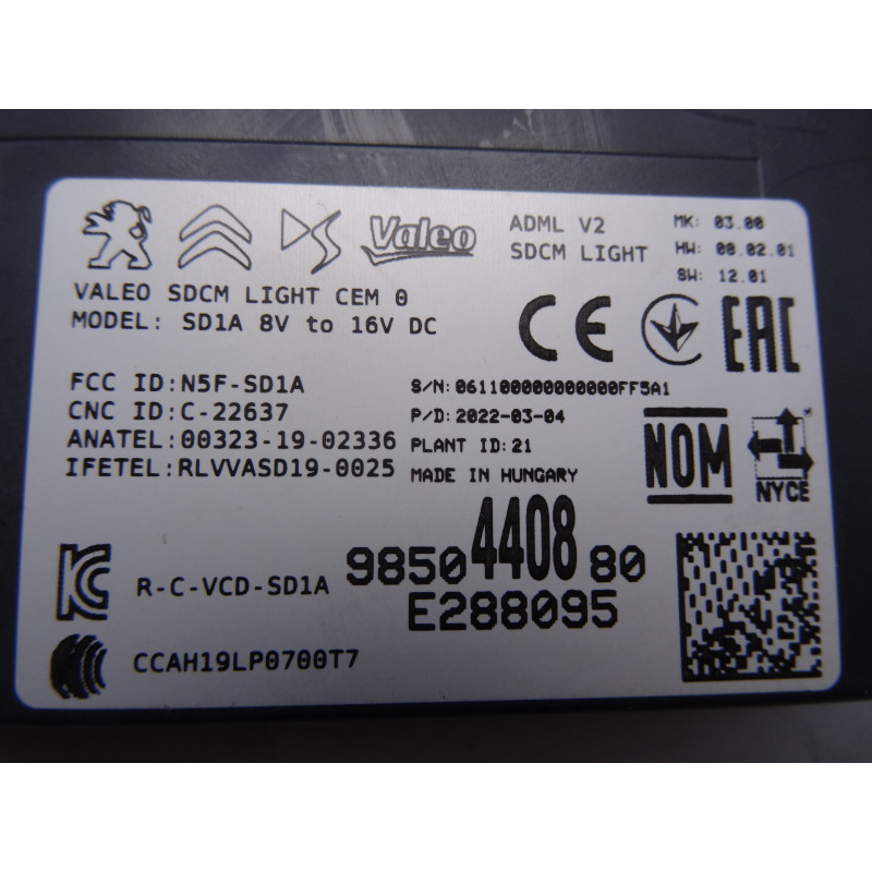 9850440880 MODULO ELECTRONICO PEUGEOT 308 (P5)