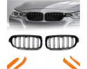 DUMMY GRILL KIDNEY BMW 3 F30 F31 12 19 BLACK GLOSS 2 RIBS SET