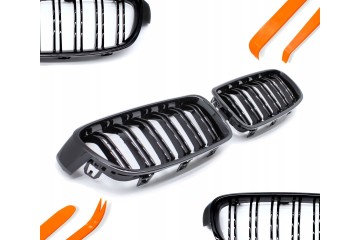 DUMMY GRILL KIDNEY BMW 3 F30 F31 12 19 BLACK GLOSS 2 RIBS SET Packaging status original