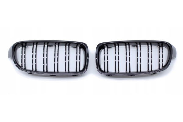 DUMMY GRILL KIDNEY BMW 3 F30 F31 12 19 BLACK GLOSS 2 RIBS SET Car type passenger cars