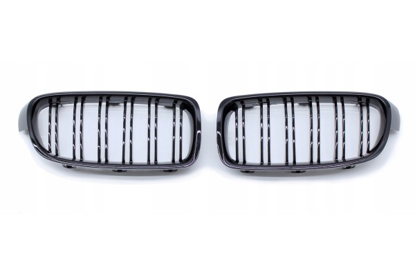 DUMMY GRILL KIDNEY BMW 3 F30 F31 12 19 BLACK GLOSS 2 RIBS SET Color black