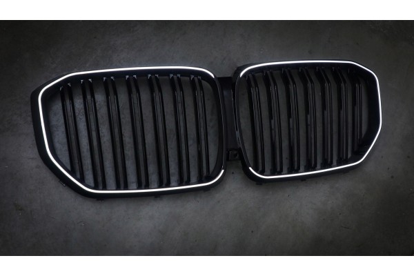 LED DUMMY GRILL KIDNEY BMW X5 G05 2019 BLACK GLOSS 2 RIBS ICONIC GLOW Packaging status original