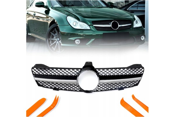 DUMMY GRILL MERCEDES CLS W219 C219 SILVER AMG STYLE 2005 2007