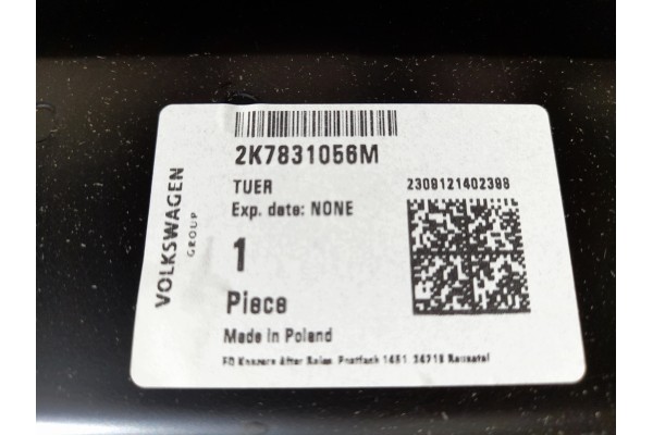 Puerta Delantera Derecha para VW Caddy 5 (V) 2K7 - Original, Nueva