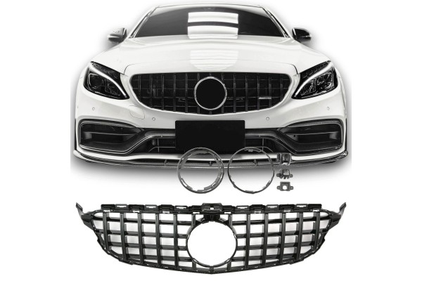 Mercedes Benz C Class W205 grill Panamericana GT BLACK GLOSS