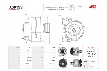 A0815S New alternator 155A 12V for Cadillac Opel SAAB Quality of parts according to GVO P replacement with original quality