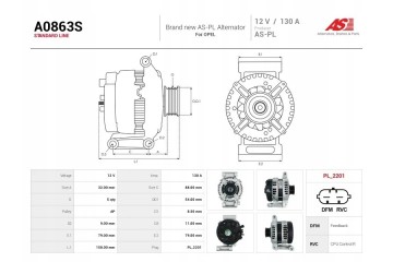 A0863S New alternator 130A 12V for OPEL Adam Astra K Corsa E 1 0 Version European