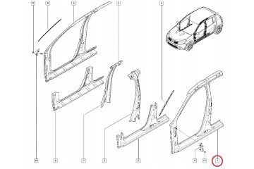 NEW ORG QUADRANT SIDE PLATING POST THRESHOLD LEFT FRONT DACIA SANDERO AND Catalog number of the part 6001551576 DACIA 123AUTOCZE