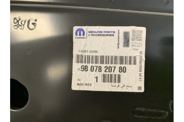 NEW DOOR PEUGEOT 208 AND 1 12 19 LEFT FRONT 9807820780 Catalog number of the original 9807820780