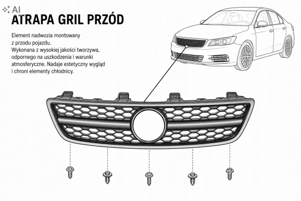 Radiator grill front VW VOLKSWAGEN Touareg 2007 CHROME Part manufacturer Polcar