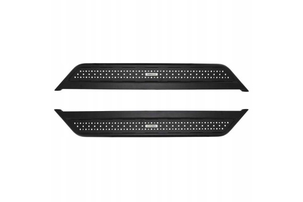 Side thresholds mounted to the frame Go Rhino Dominator D6 Double Cab Catalog number of the part GRFSD64429T