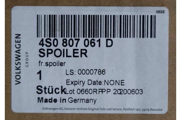 Spoiler delantero de paragolpes de carbono Audi R8 RS8 4S 4S0807061D