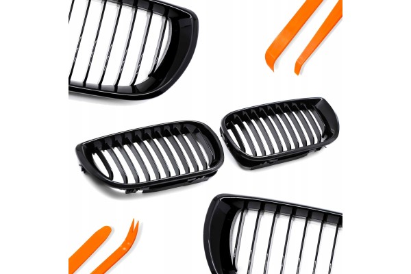 DUMMY GRILL KIDNEY BMW 3 E46 03 07 BLACK GLOSS 1 RIB Packaging status original
