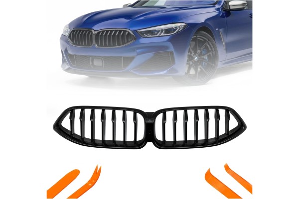 DUMMY GRILL KIDNEY BMW 8 G15 18 22 BLACK GLOSS 1 RIB