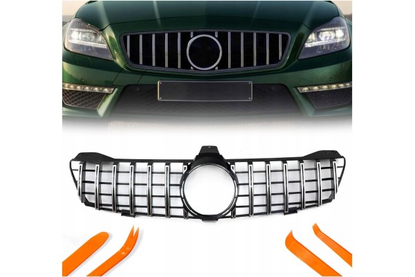 DUMMY GRILL MERCEDES CLS W219 C219 SILVER GT R STYLE 2005 2007
