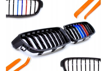 DUMMY GRILL KIDNEY BMW 3 F30 F31 12 19 BLACK GLOSS COLOR M PACKAGE 2 RIBS Packaging status original