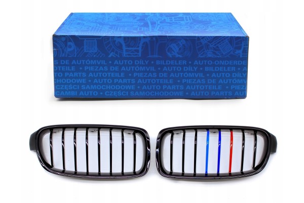 DUMMY GRILL KIDNEY BMW 3 F30 F31 12 19 BLACK GLOSS COLOR M PACKAGE 2 RIBS Part manufacturer TOPGER