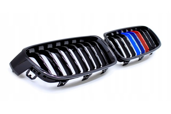 DUMMY GRILL KIDNEY BMW 3 F30 F31 12 19 BLACK GLOSS COLOR M PACKAGE 2 RIBS Quality of parts according to GVO P replacement with o