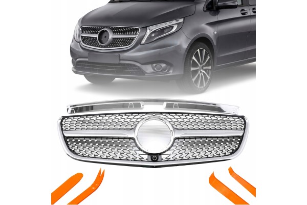 DUMMY GRILL MERCEDES DB VITO W447 16 19 SILVER DIAMOND