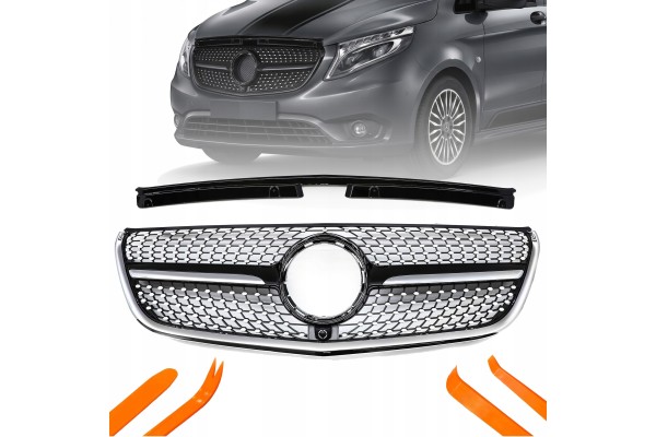 DUMMY GRILL MERCEDES DB VITO W447 16 19 BLACK GLOSS DIAMOND