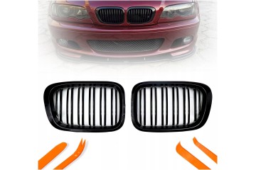 DUMMY GRILL KIDNEY BMW 3 E46 BLACK GLOSS 2 RIBS 1997 2001