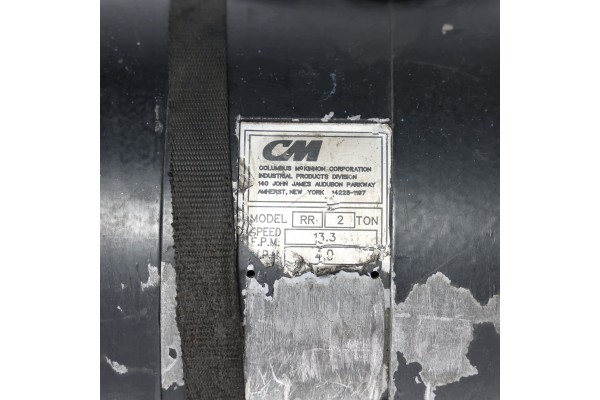 CM Lodestar Electric Chain Winch 2 Tony 2000kg Customs tariff code 87089997