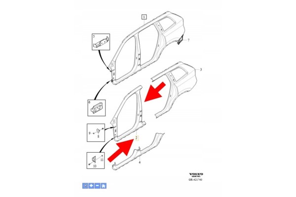 THRESHOLD SIDE POST LEFT FRONT VOLVO XC90 2016 OEM OE 31416314 Catalog number of the part Volvo 31416314 OE